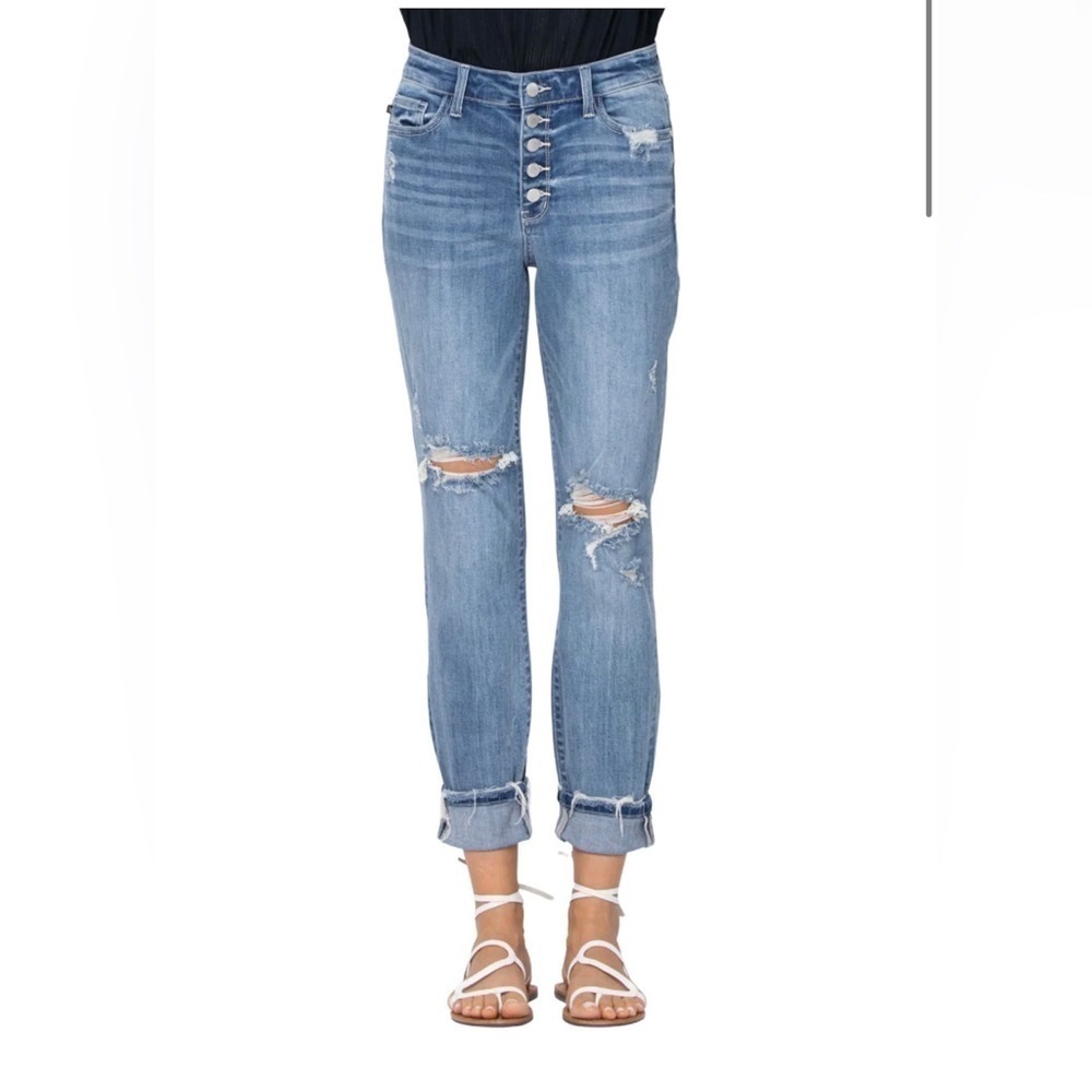 Judy blue 82238 boyfriend 5 button fly jeans size 15/32